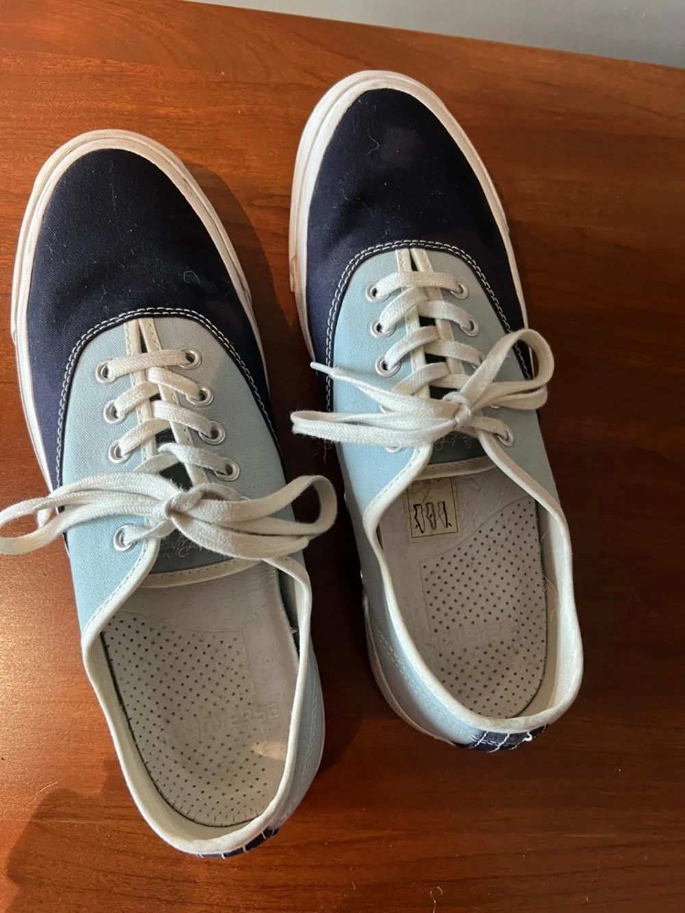 Men's Two-Tone Canvas Sneakers - Navy and Light Blue - Picture 1 of 5